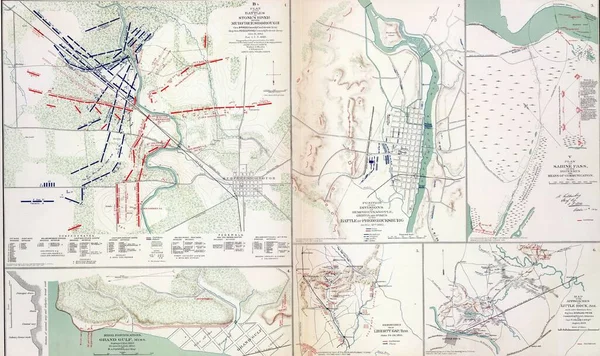 Fredericksburgi Csata Régi Térképe Egy Atlaszon Ami Háború Menetét Jelzi — Stock Fotó