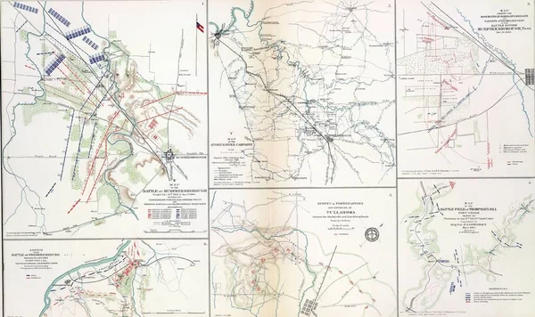 Stones Folyó Csatájának Régi Térképe 1861 1865 Háború Menetét Jelző — Stock Fotó