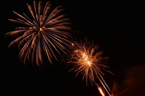 밤하늘에서 불꽃놀이의 아름다운 — 스톡 사진