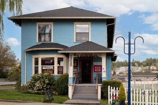 stock image A blue shop building in a small town Paulsboro, USA