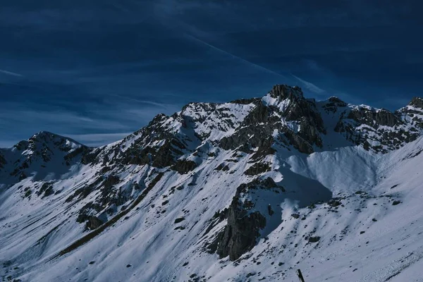 Зимой Альпах Открывается Завораживающий Вид Заснеженные Горы Фалькао Дамбы Италия — стоковое фото