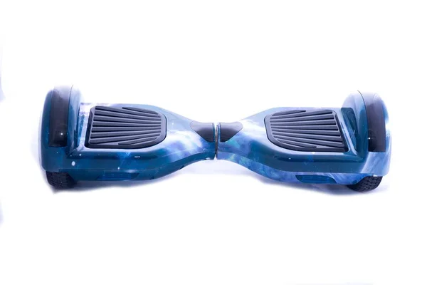 Close Hoverboard Azul Isolado Fundo Branco — Fotografia de Stock