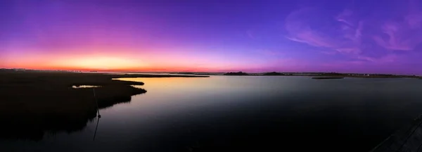Panoramic View Lake Sunset — Stock Photo, Image