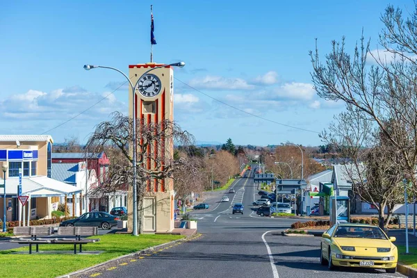 Ein Uhrturm Einer Kleinen Ländlichen Stadt Waikato Neuseeland Aroha — Stockfoto