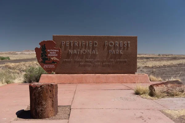 Segno Ingresso Del Parco Nazionale Della Foresta Pietrificata Winslow Arizona — Foto Stock