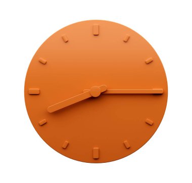 Minimalist turuncu saat çizimi saat sekizi çeyrek geçiyor.
