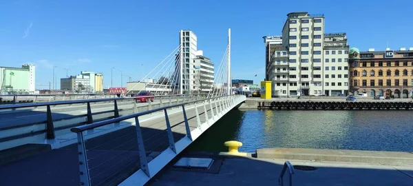 Canali Ponti Svezia Cioè Nelle Città Malmo Helsingborg — Foto Stock