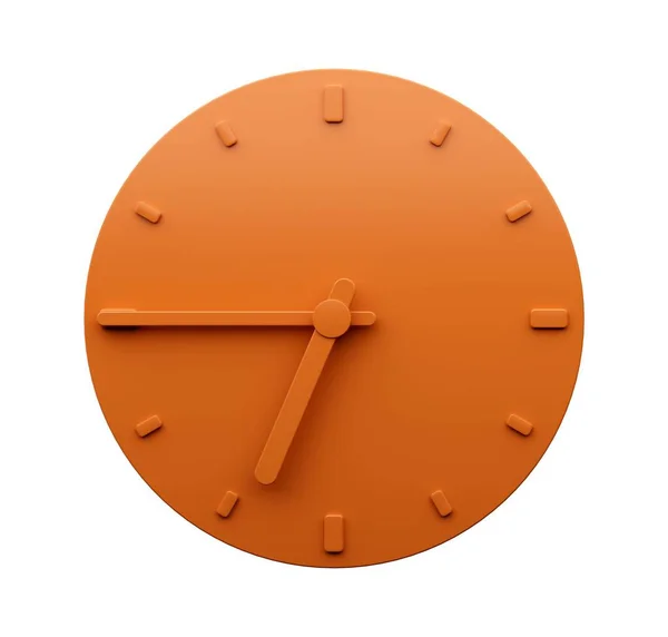 Eine Minimalistische Orangefarbene Uhr Zeigt Viertel Vor Sieben — Stockfoto