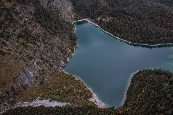 Вид Воздуха Озеро Осеннем Лесу — стоковое фото