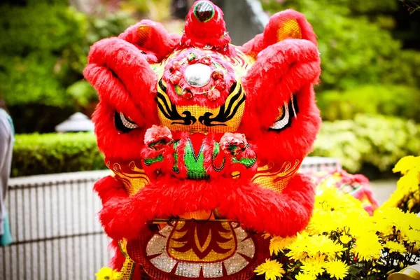 Ένα Κοντινό Πλάνο Ενός Παραδοσιακού Κινέζου Δράκου Ένα Φεστιβάλ — Φωτογραφία Αρχείου