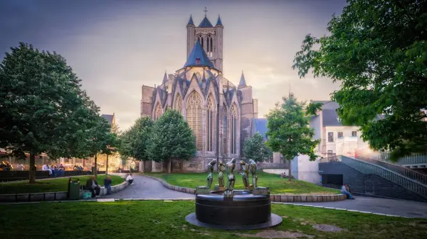 Ein Schöner Blick Auf Die Historische Nikolaikirche Gent Belgien — Stockfoto