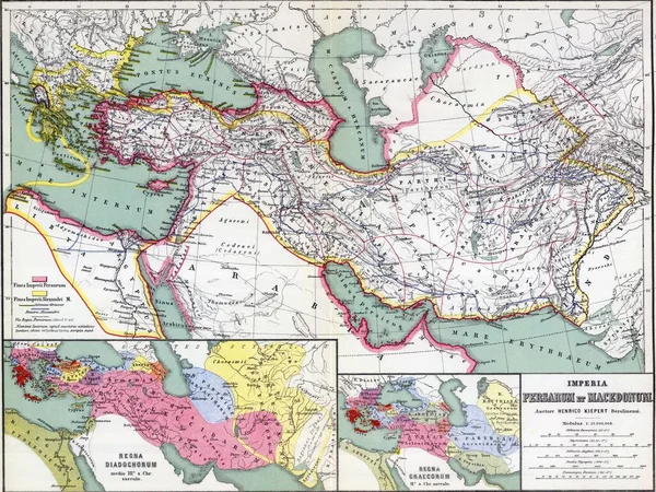 Old Map Macedonia Persian Empire Shown Paper Atlas — Stock Photo, Image