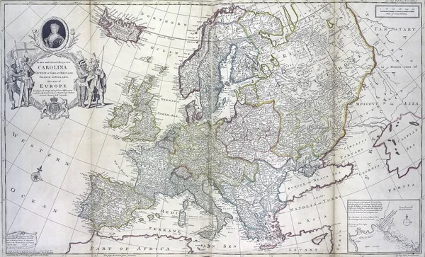 Velho Mapa Europa Partir Atlas Século Xviii — Fotografia de Stock
