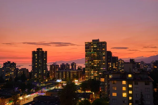 Aerial View Cityscape Sunset — Foto de Stock