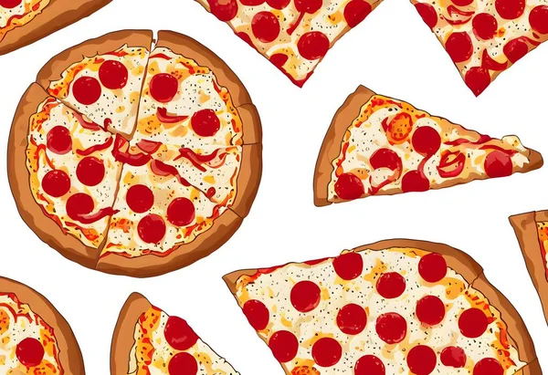 Illustration of pizza in flat style, graphic illustration