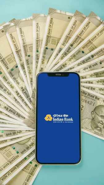 Indische Bank Auf Dem Handy Bildschirm Isolierter Hintergrund — Stockfoto