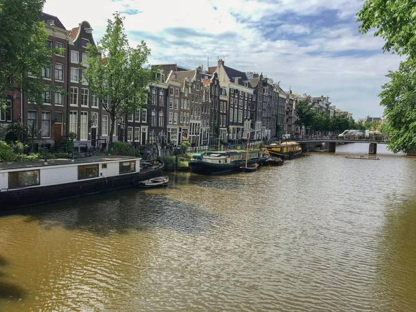 Holland Építészet Lakások Fotója Amszterdamban Hollandiában Kiváló Minőségű Fénykép — Stock Fotó