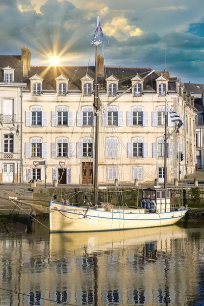 Vannes Mittelalterliche Stadt Der Bretagne Boote Hafen Mit Typischen Häusern — Stockfoto