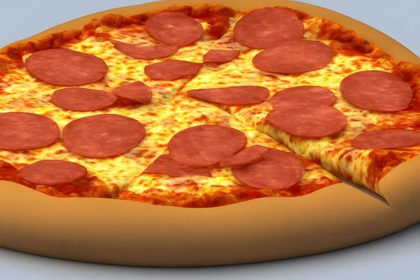 Ilustración Una Pizza Con Queso Carne —  Fotos de Stock