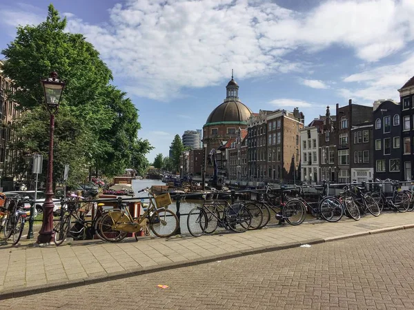 Holland Építészet Lakások Fotója Amszterdamban Hollandiában Kiváló Minőségű Fénykép — Stock Fotó
