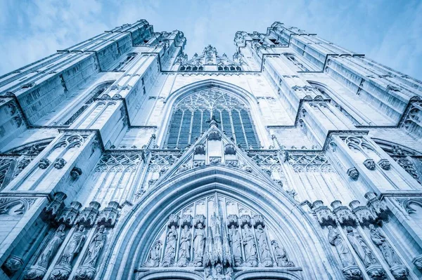 Eine Flache Aufnahme Der Kathedrale Michael Und Gudula Brüssel — Stockfoto