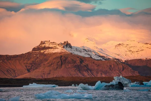 Ландшафт Короля Оскара Фіорда Під Час Чудового Заходу Сонця Гренландії — стокове фото