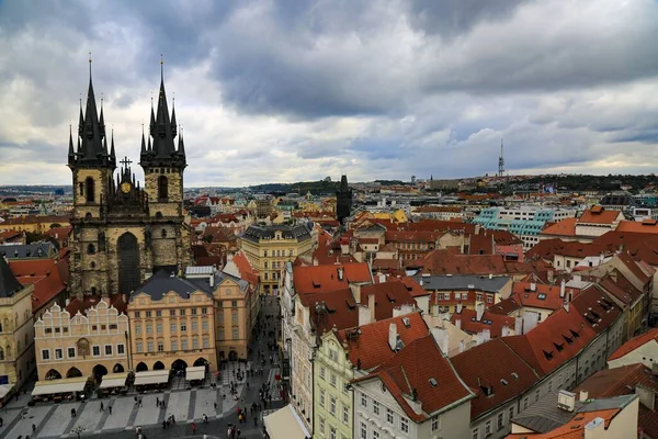 Una Vista Aérea Ciudad Praga Con Iglesia Nuestra Señora Ante — Foto de Stock