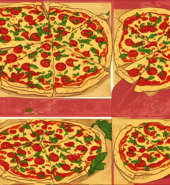 Illustration Pizza Dans Style Art Nouveau Illustration Graphique — Photo
