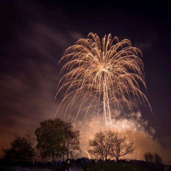 Чудовий Спалах Яскравих Феєрверків Нічному Небі Над Парком Хітона — стокове фото
