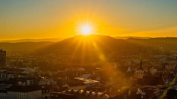 Prachtige Zonsondergang Boven Graz Oostenrijk — Stockfoto