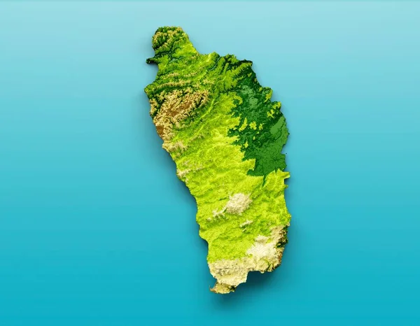 Illustrazione Della Mappa Topografica Della Dominica Sfondo Blu — Foto Stock