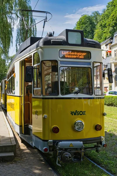 Eine Alte Kirnitzschtalbahn Einem Sonnigen Tag Bad Schandau — Stockfoto