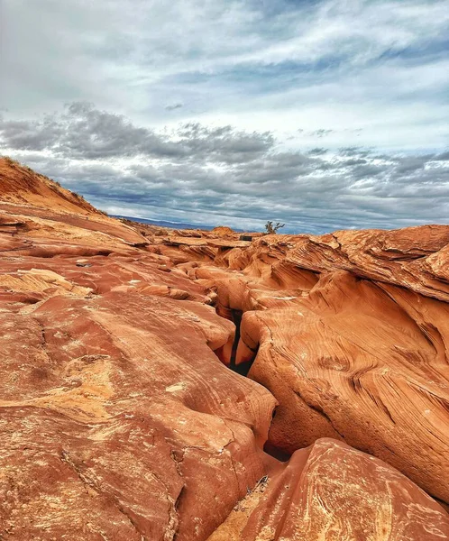 Ein Malerischer Blick Auf Die Felsen Des Antelope Canyon Unter — Stockfoto