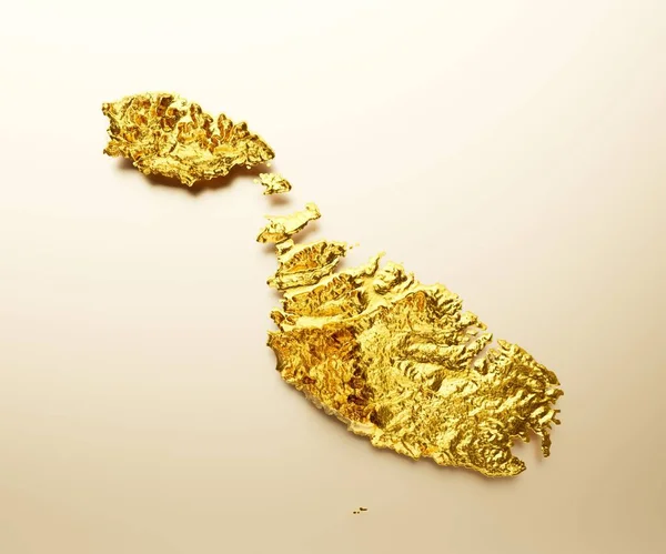 Uma Ilustração Mapa Topográfico Malta Dourado — Fotografia de Stock