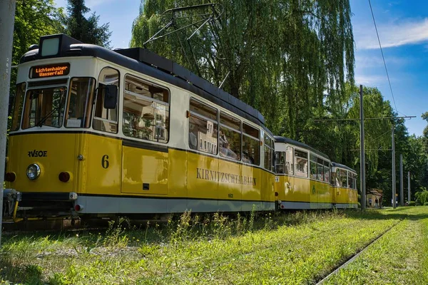 Tramwajowe Kirnitzschtalbahn Zła Saksonia Schandau Niemieckie — Zdjęcie stockowe