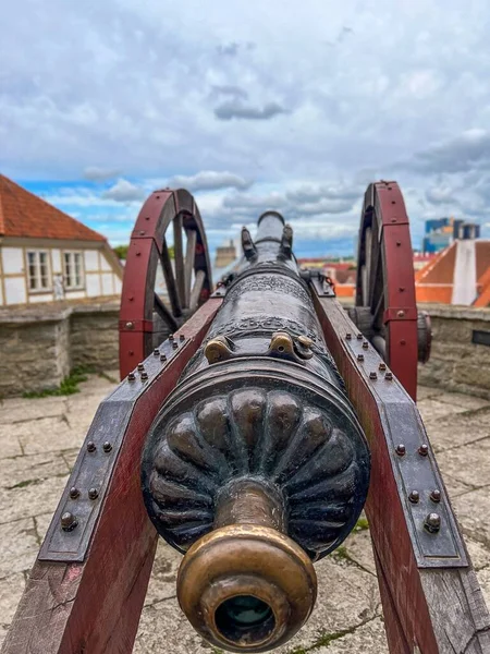 曇った空に面した古い大砲の選択 — ストック写真