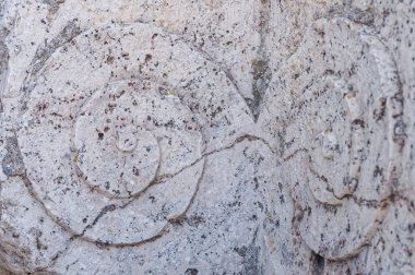 Taşa oyulmuş eski salyangoz şekilli desenler, İspanya, Valensiya 'lı Provinze, Denia şehri.