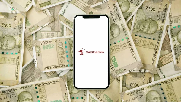 Indusind Bank Limitado Tela Telefone Móvel Fundo Isolado — Fotografia de Stock
