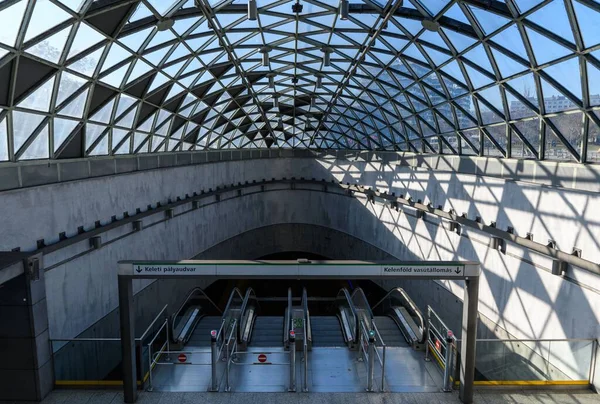 Entrada Para Estação Metro Parque Bikas Linha Budapeste Hungria — Fotografia de Stock