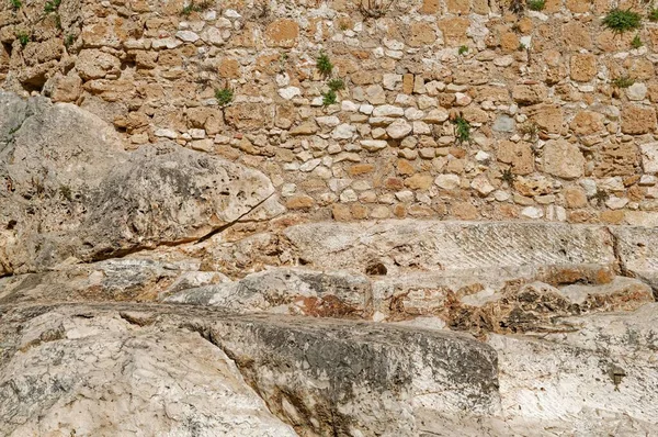 Spanya Kayaların Üzerine Inşa Edilmiş Eski Bir Taş Duvar Valensiya — Stok fotoğraf