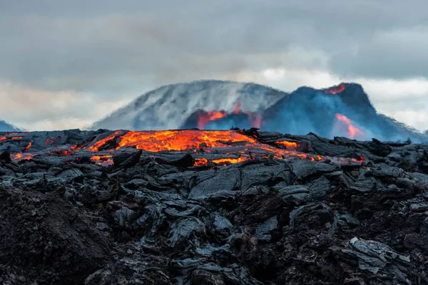 冰岛Geldingadalir火山爆发的选择 — 图库照片