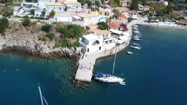 夏季希腊沿海城镇的航拍图 — 图库照片