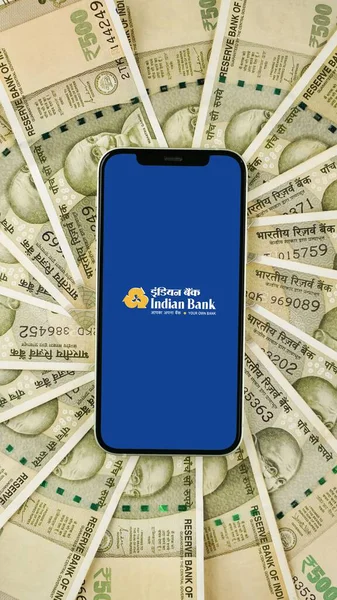 Indische Bank Auf Dem Handy Bildschirm Isolierter Hintergrund — Stockfoto