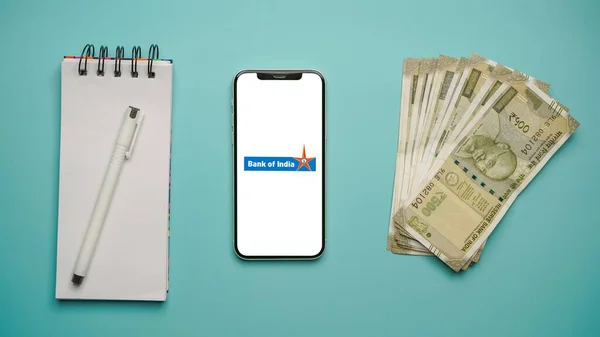 Банк Індії Або Boi Екрані Мобільних Телефонів Ізольований Фон — стокове фото