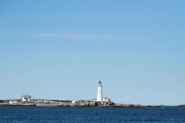 Der Boston Light Leuchtturm Auf Der Little Brewster Insel Hafen — Stockfoto