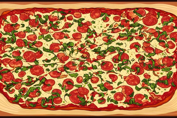 Ilustração Pizza Estilo Art Nouveau Ilustração Gráfica — Fotografia de Stock