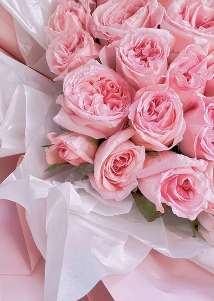 Colpo Verticale Mazzo Rose Rosa — Foto Stock