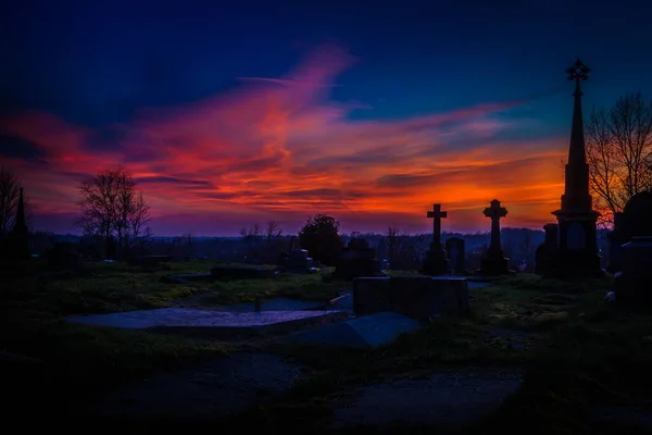 Cmentarz Zachodzie Słońca Middleton Wielka Brytania — Zdjęcie stockowe