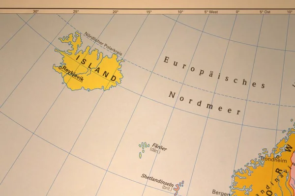 Карта Ісландії Фарерських Островів Норвезького Моря Німеччині — стокове фото