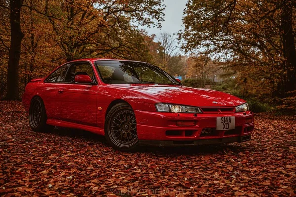 Red Nissan S14 Forest — Stock Photo, Image